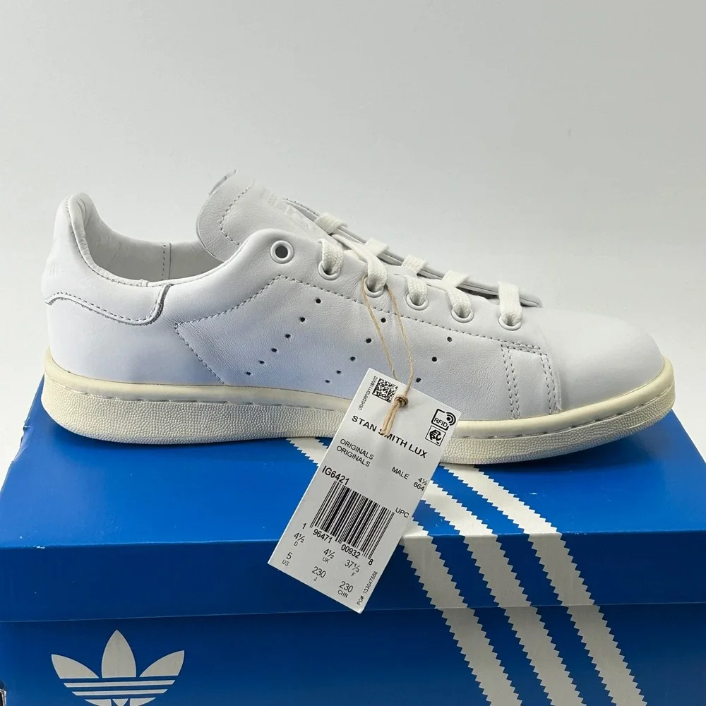 adidas Stan Smith Lux Men 5 White Leather IG6421 Sneakers New NWT Classic